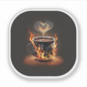 Fiery Christmas Coffee Cup met Heart Steam Art Sticker (Voorkant)