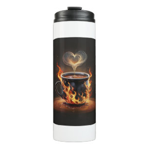 Fiery Christmas Coffee Cup met Heart Steam Art Thermosbeker
