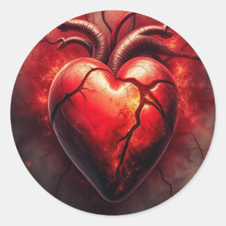 Fiery Cracked Heart Sticker – symbool van hartstoc