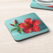 Fiery Crimson Hibiscus Bier Onderzetter (Linkerzijde)