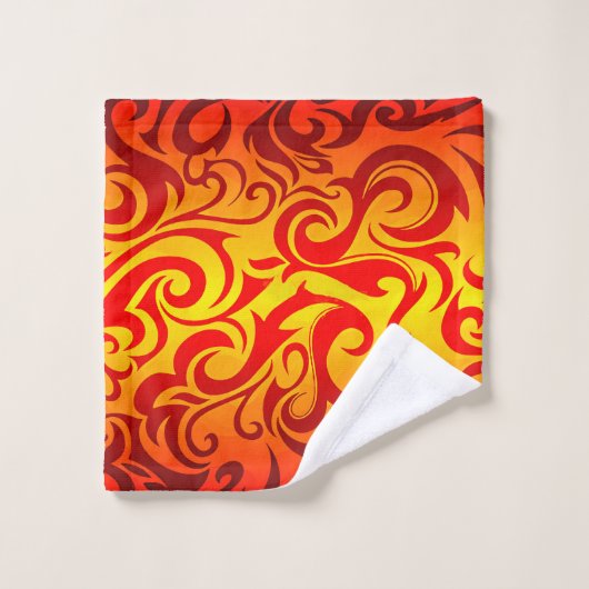 Fiery Curves of Red Oranje & Gold Bad Handdoek (Wasdoekje)