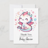Fiery Custom Pastel Dragon Baby shower Bedankkaart (Voorkant)