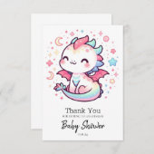 Fiery Custom Pastel Dragon Baby shower Bedankkaart (Voorkant / Achterkant)