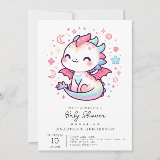 Fiery Custom Pastel Dragon Baby shower Kaart (Voorkant)