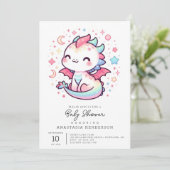 Fiery Custom Pastel Dragon Baby shower Kaart (Staand voorkant)