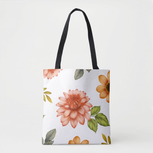Fiery Dahlia Bloom Tote Bag (Voorkant)