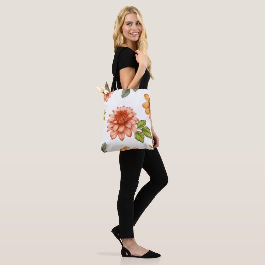 Fiery Dahlia Bloom Tote Bag (Op model)
