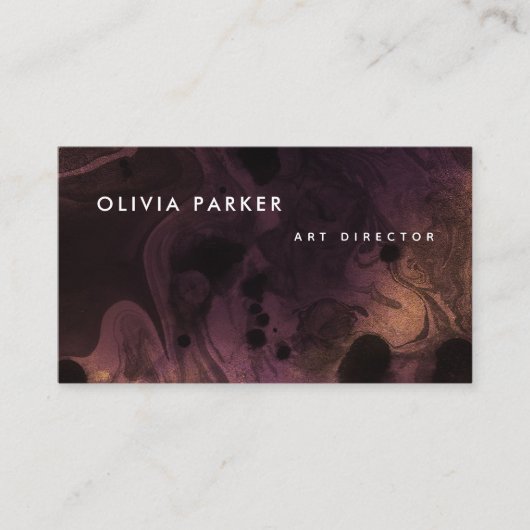 Fiery Dark Marble | Dramatische Waterverf Visitekaartje (Voorkant)