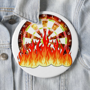 Fiery Dartboard Flames Art Design Ronde Button 6,0 Cm