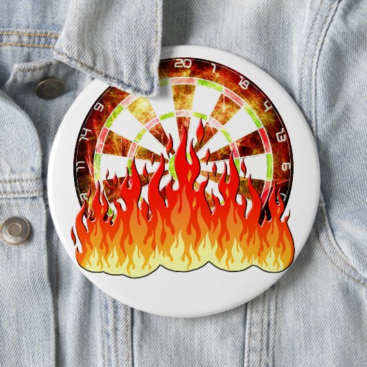 Fiery Dartboard Flames Art Design Ronde Button 6,0 Cm (In situ)
