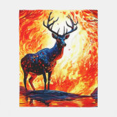 Fiery Deer Stance-Crimson Stag Scene Fleece Deken (Voorkant)