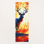 Fiery Deer Stance-Crimson Stag Scene Yogamat (Achterkant)