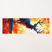 Fiery Deer Stance-Crimson Stag Scene Yogamat (Voorkant (horizontaal))