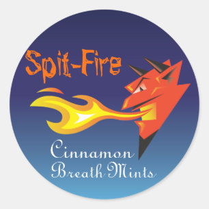 Fiery Devil's Head_Cinnamon Breath Mints Ronde Sticker