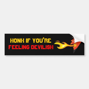 Fiery Devil's Head "Feeling Devilish" Bumpersticker