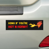Fiery Devil's Head "Hot n Horny" Bumpersticker (Op auto)