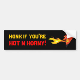 Fiery Devil's Head "Hot n Horny" Bumpersticker