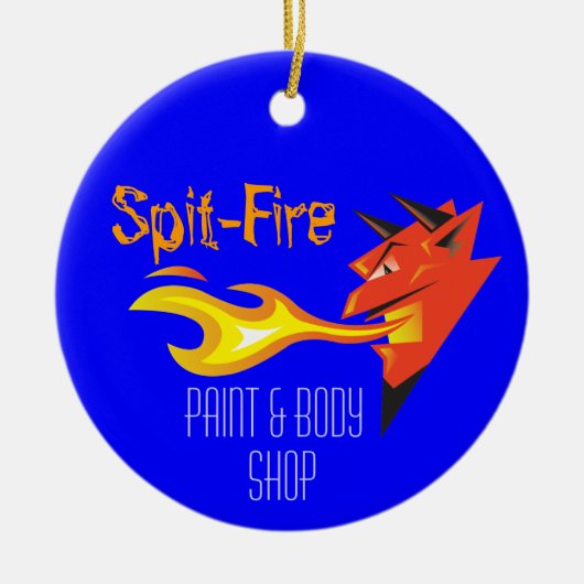 Fiery Devil's Head_Paint & Body Shop Keramisch Ornament (Voorkant)