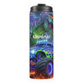 Fiery Dinosaur Monster Truck Battle Thermosbeker (Voorkant)