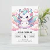 Fiery Dragon 1e verjaardag Kaart (Staand voorkant)