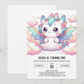 Fiery Dragon 1e verjaardag Kaart (Voorkant / Achterkant)