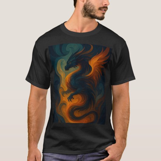 Fiery Dragon Abstracte Kunst – Fantasy Beast T-shi T-shirt (Voorkant)