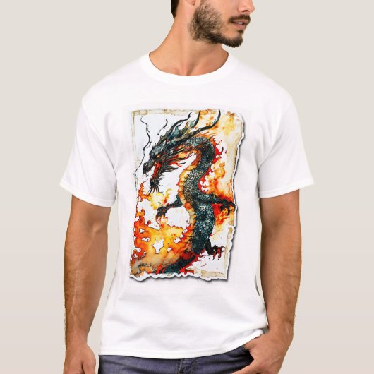 Fiery Dragon Art T-shirt (Voorkant)