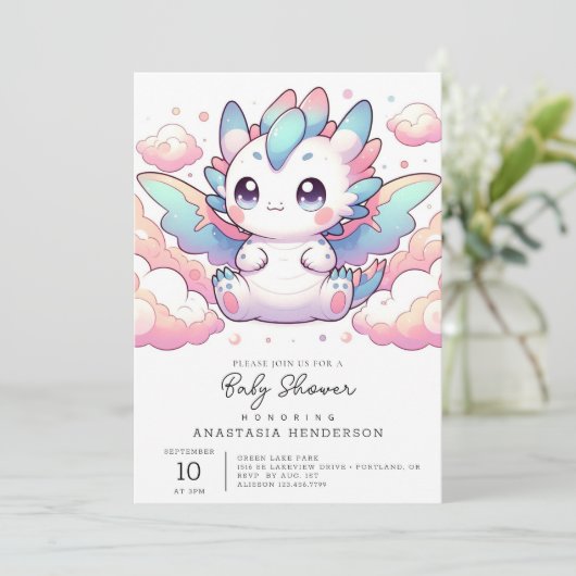 Fiery Dragon-Baby shower Kaart (Staand voorkant)