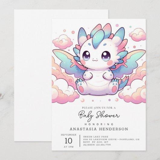 Fiery Dragon-Baby shower Kaart (Voorkant / Achterkant)