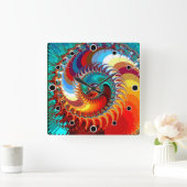 Fiery Dragon Spiral Vierkante Klok (Huis)