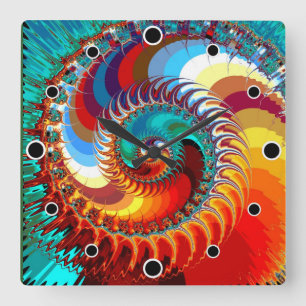 Fiery Dragon Spiral Vierkante Klok