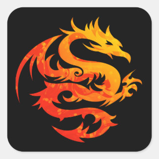 FIERY DRAGON VIERKANTE STICKER