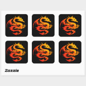 FIERY DRAGON VIERKANTE STICKER (Vel)