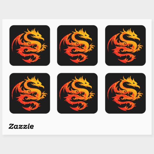 FIERY DRAGON VIERKANTE STICKER (Vel)