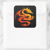 FIERY DRAGON VIERKANTE STICKER (Tas)