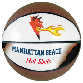 Fiery duivels hoofdvlam die hete schoten gooit basketbal