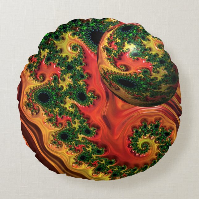 Fiery Elegance - Een studie naar complexiteit Kuss Rond Kussen (Voorkant)