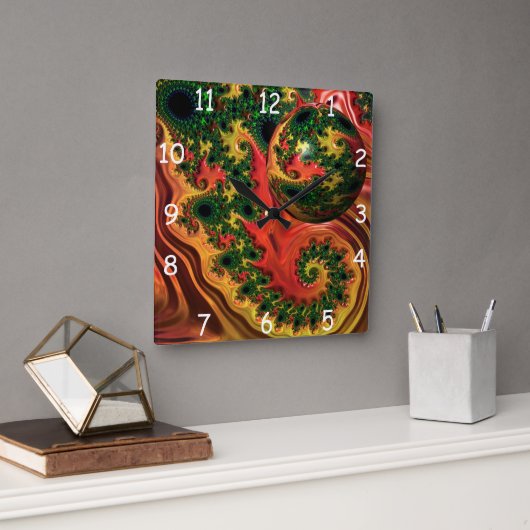 Fiery Elegance - Een studie naar complexiteit Vierkante Klok (Kantoor)