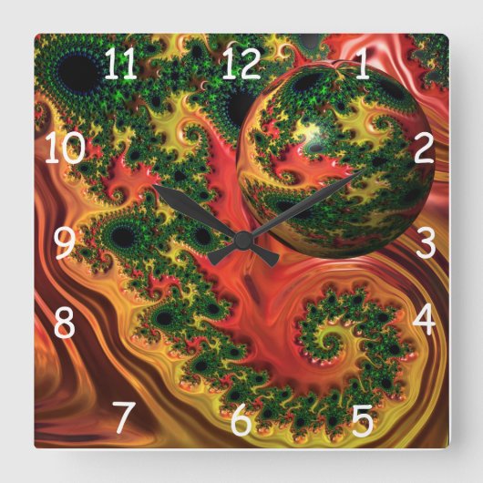 Fiery Elegance - Een studie naar complexiteit Vierkante Klok (Voorkant)