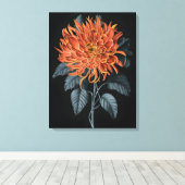 Fiery Elegance: Oranje chrysant Canvas Afdruk (Insitu (Houten vloer))