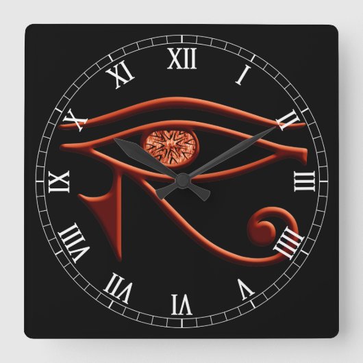 Fiery Eye of Horus Roman Numeral Clock Vierkante Klok (Voorkant)