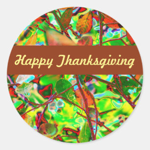 Fiery Fall verlaat Happy Thanksgiving op maat Ronde Sticker
