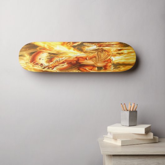 Fiery Fantasy Dragon Persoonlijk Skateboard (Muurkunst (Horizontaal))