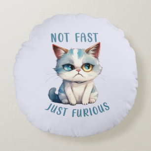 Fiery Feline Spirit – Sassy Angry Cat Design Rond Kussen