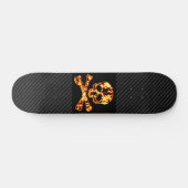 Fiery Flaming Skull en Crossbones Skateboard (Horizontaal)