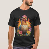 Fiery Floral Chicken T-shirt (Voorkant)