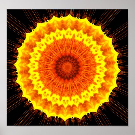 Fiery Flower Mandala Poster (Voorkant)