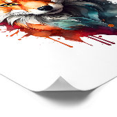 Fiery Fox Beauty Waterverf Animal Wall Art Poster (Hoek)