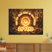 Fiery Fractal Mizrach Canvas Afdruk (Insitu (Woonkamer))