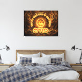 Fiery Fractal Mizrach Canvas Afdruk (Insitu (Slaapkamer))